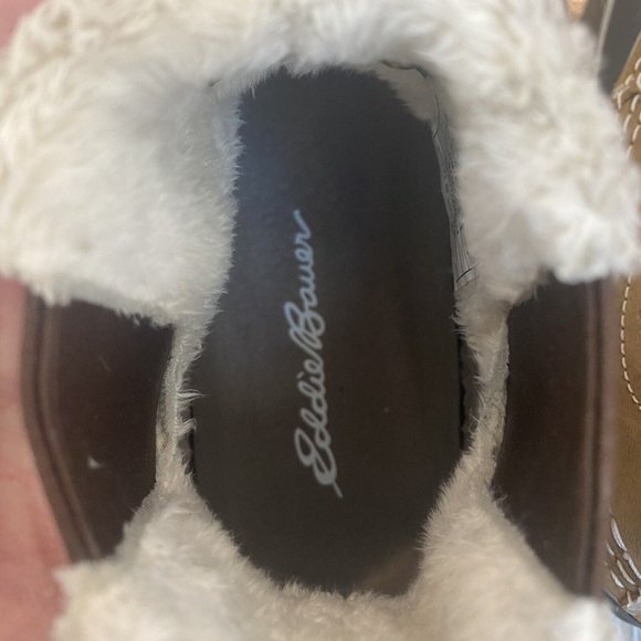 Eddie Bauer Waterproof Leather Boots Hunt Pac Slip On Faux Fur Lining Women’s 7 - Picture 8 of 10